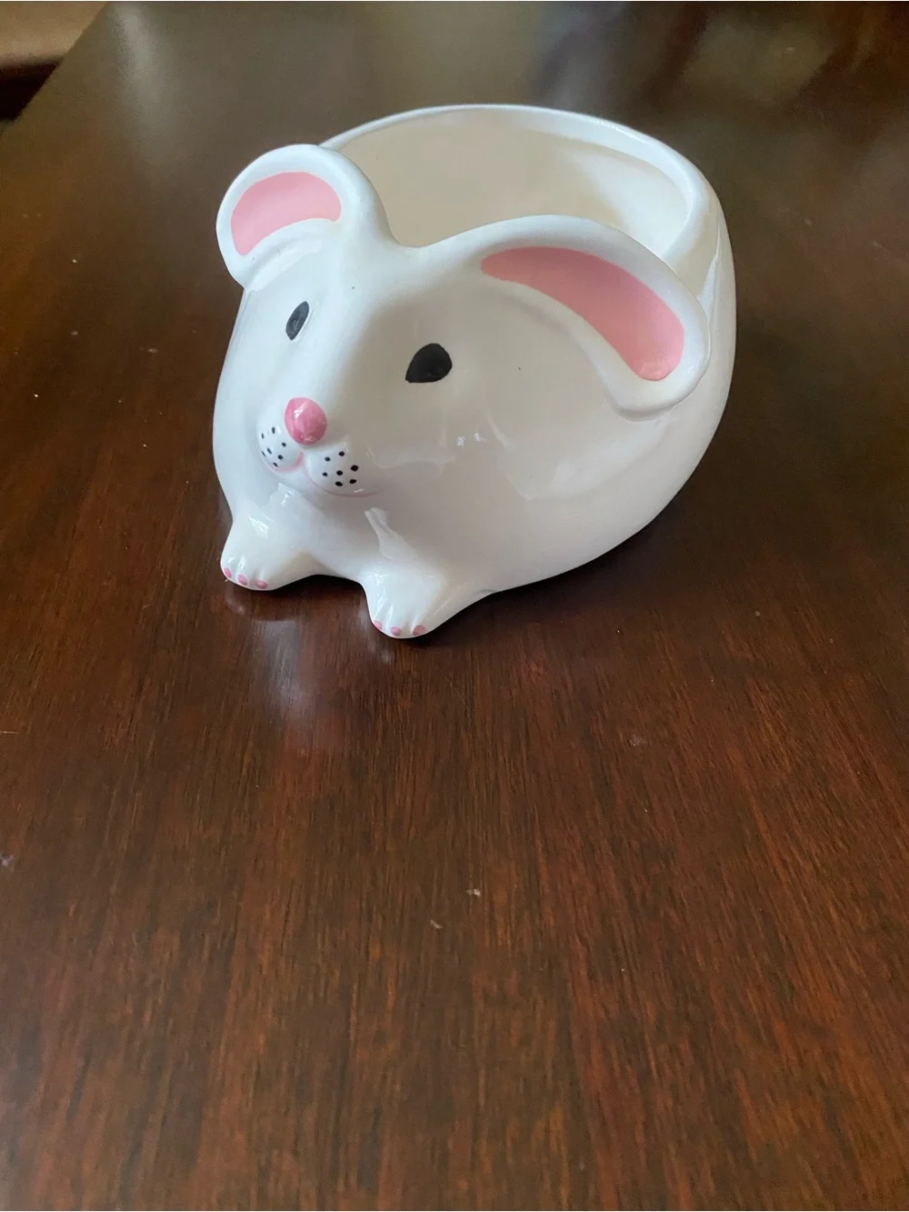 Ceramic Pink & White Bunny Planter - Home Accents